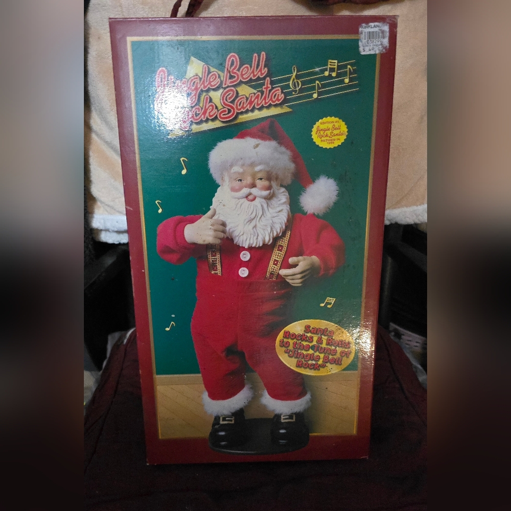 1998 Vintage JINGLE BELL ROCK Animated Dancing Santa~